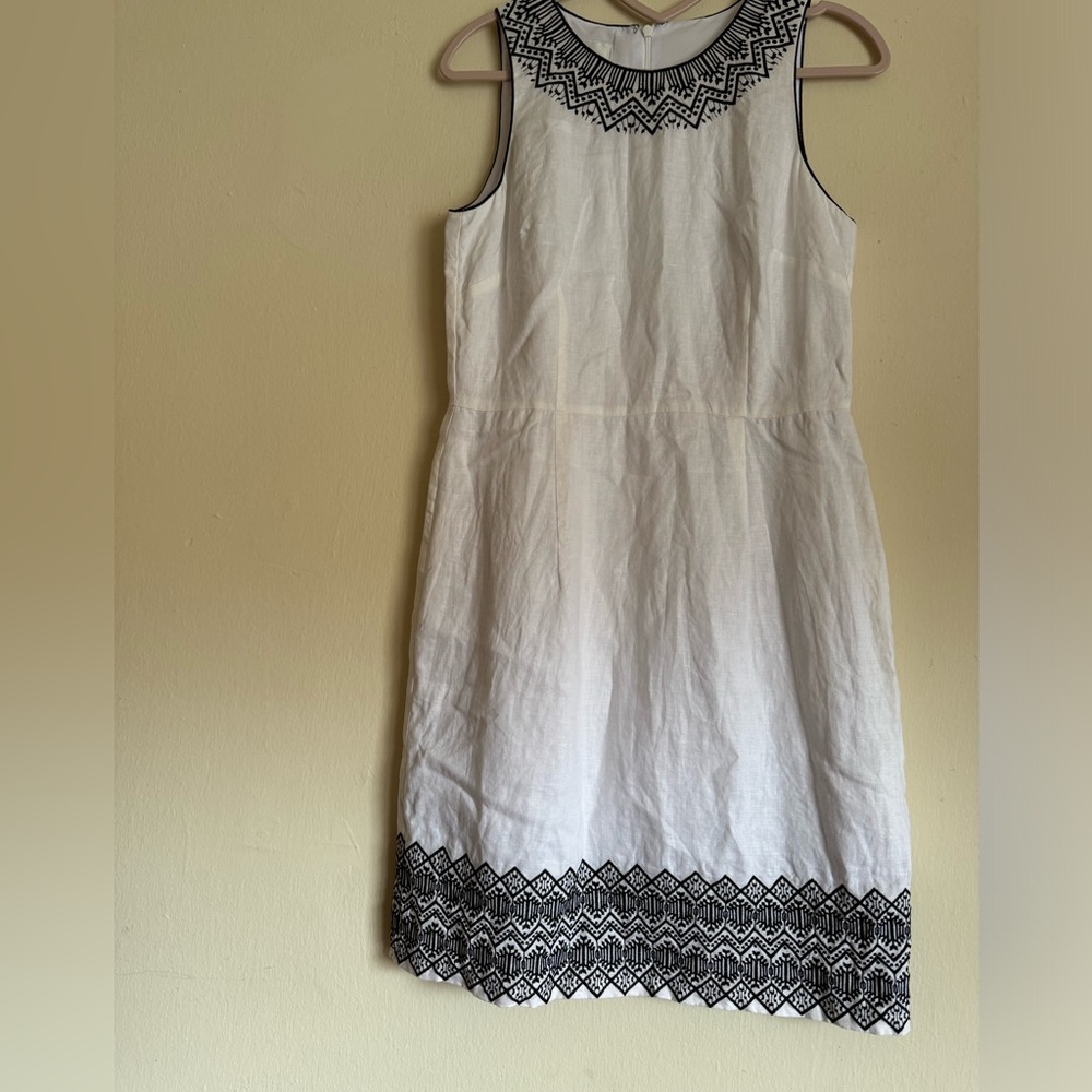 Vintage Donna Morgan White and Black Dress 100%Linen
